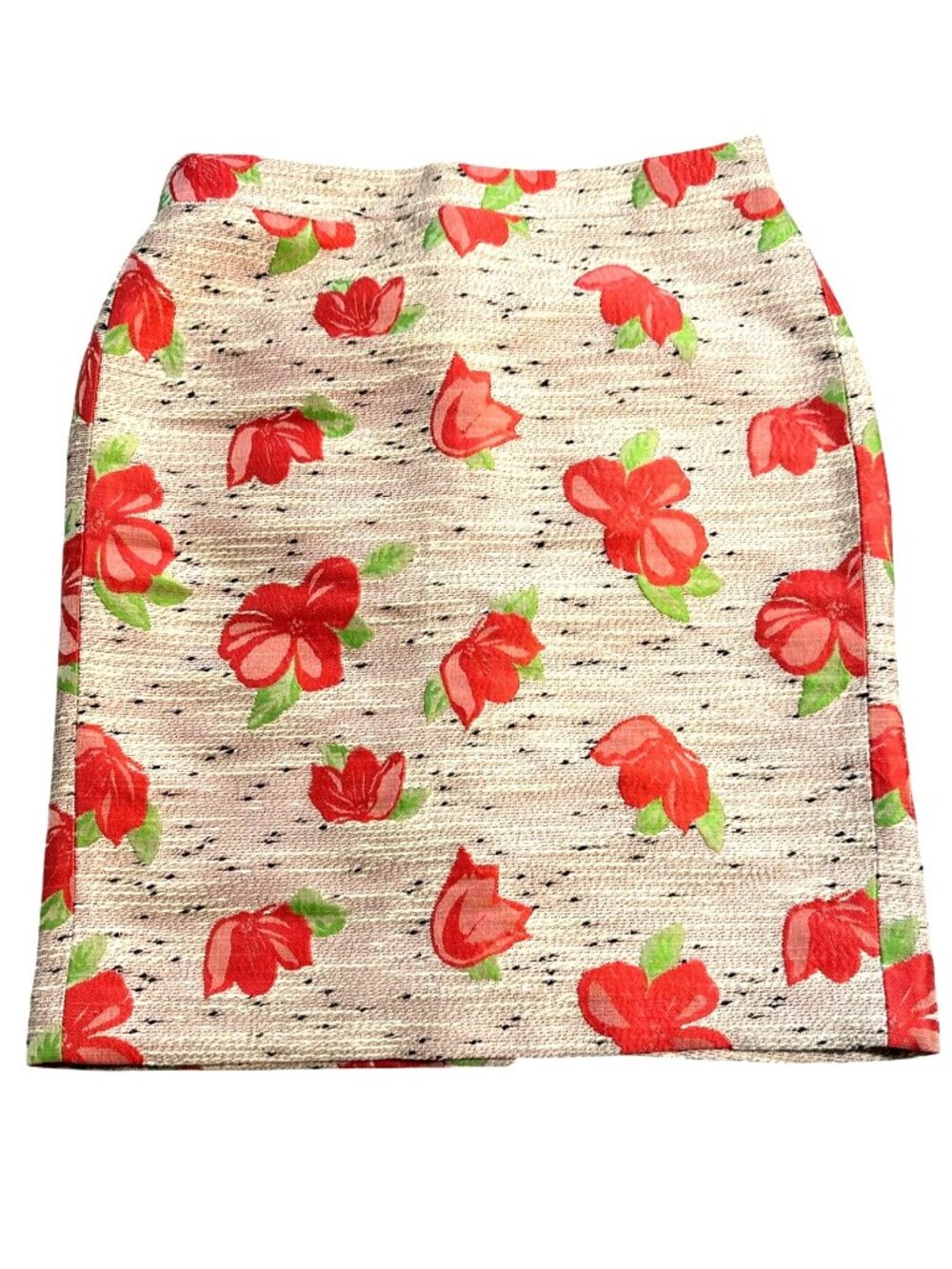 J Crew Spring Floral Pencil Skirt 2 Cream Tweed Pink Preppy City Sweet Flowers
